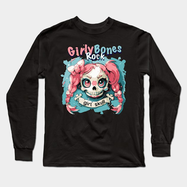 Skull Girl, Skull Fun T-Shirt 01 Long Sleeve T-Shirt by ToddT